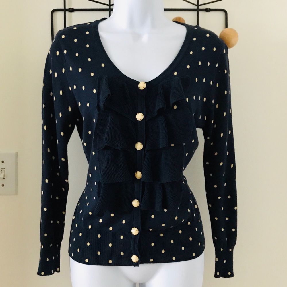 Adorable Parfait polka dot ruffle cardigan